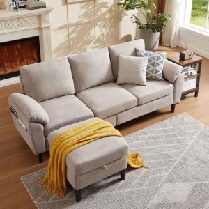 Jarenie 80" Convertible Sectional Sofa, Small L Shaped 3 Seat Couch with Reversible Storage Chaise