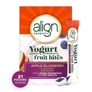 Align Probiotic Yogurt Coated Fruit Bites, Probiotic Supplement for Daily Gut Health, 21 Count